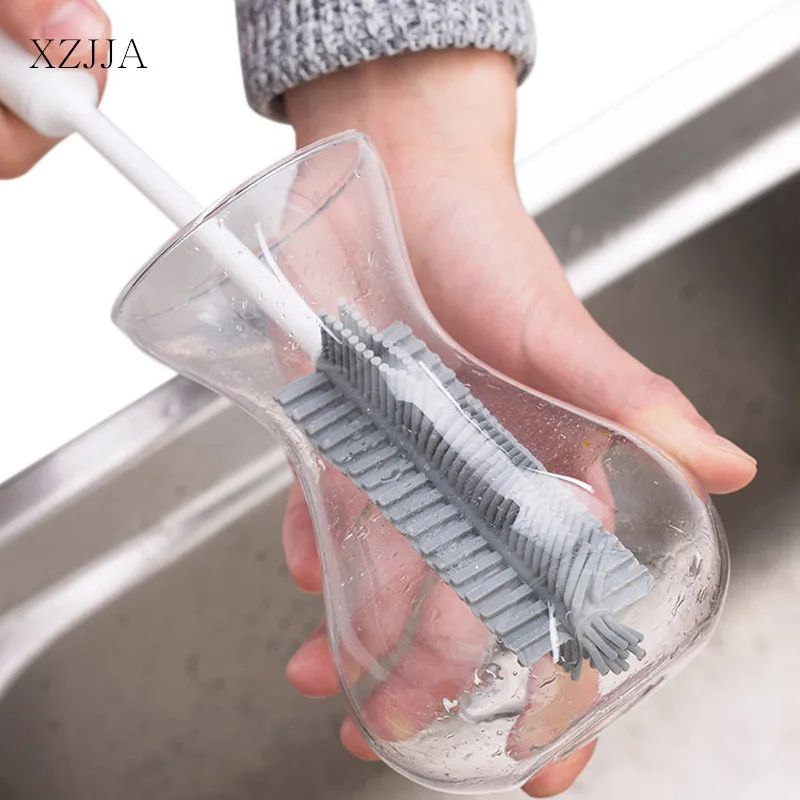 

XZJJA Long Handle Silicone Bottle Cleaner Glass Cup Milk Bottle Teapot Decontamination Cleaner Scrubber Home Cleaning Products