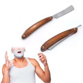 

Folding Shaving Knife Straight Edge Stainless Steel Wood Handle Barber Razor High Quality