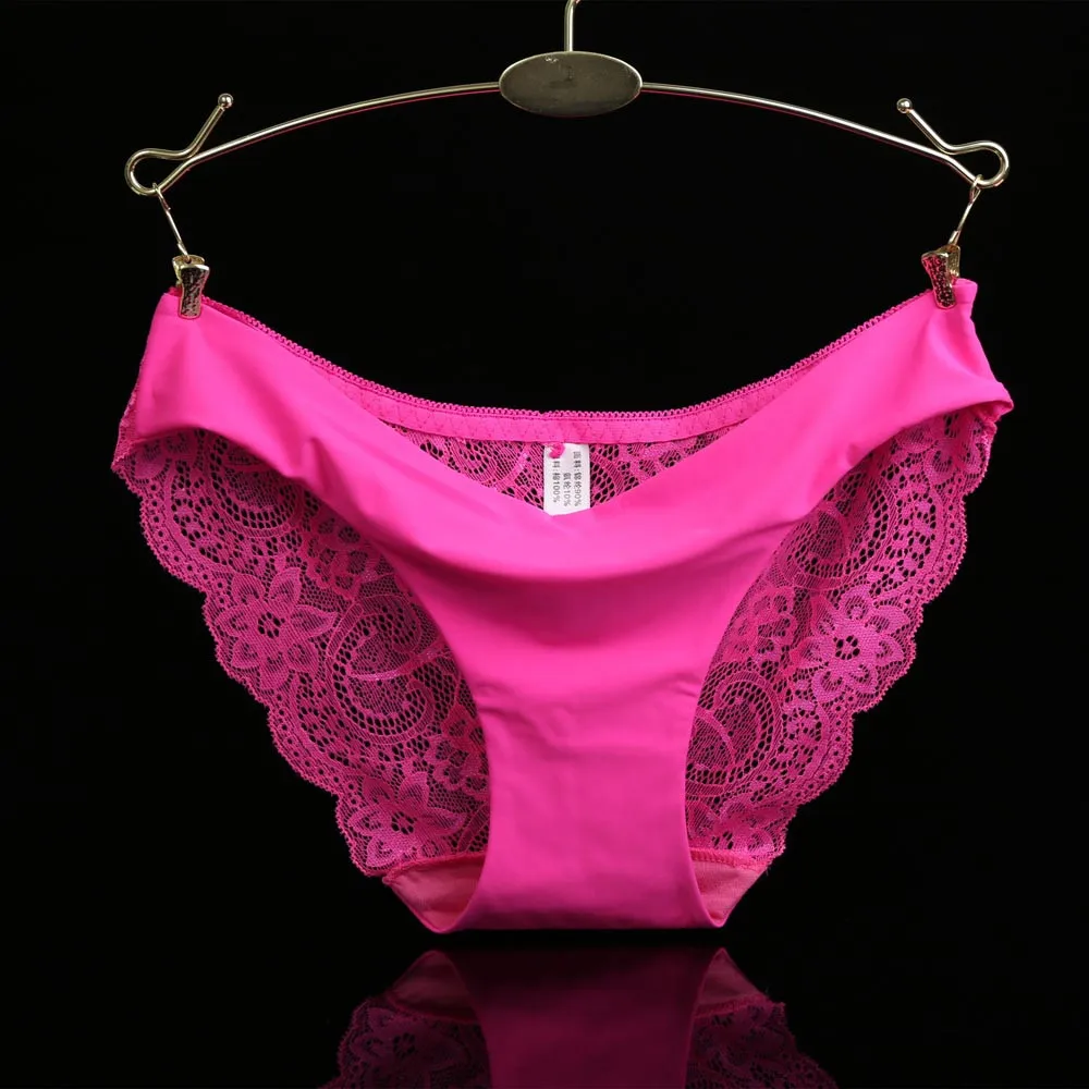 

Hot sale! Sexy Women's Lace Panties Seamless Cotton solid breathable panty Hollow briefs Plus Size girls underwear S-2XL #E7