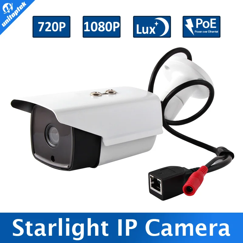 1MP 2MP Starlight IP Camera POE Outdoor Onvif P2P Cloud Low 0.0001Lux Full Color Bullet CCTV Camera 720P 1080P IOS/Android View