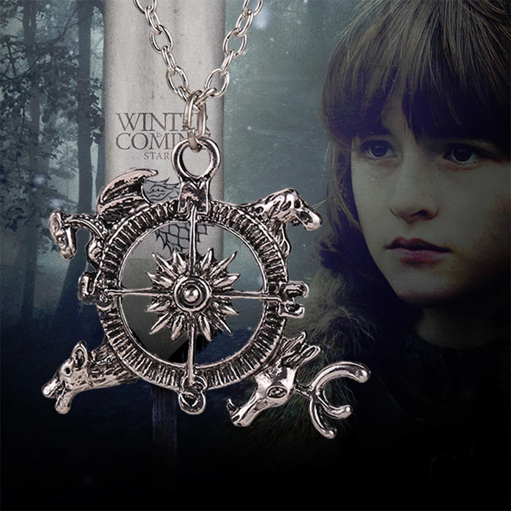 

game of thrones necklace compass song of ice and fire vintage antique silver pendant for men and women wholesale