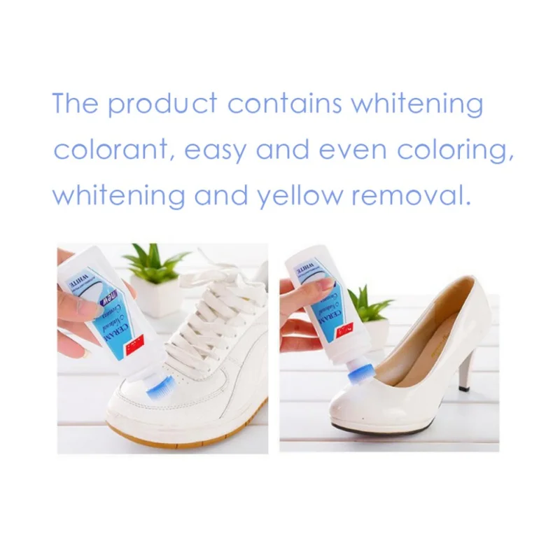 Многофункциональный белый набор для чистки обуви, портативный отбеливатель для обуви с щеткой-губкой, не моющее средство, 100 мл
