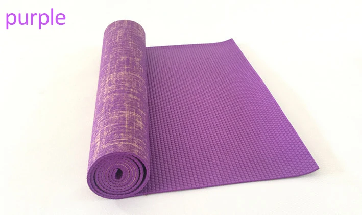 Плотный льняной 5 мм 183*61 см удлиненный натуральный джут Tapis коврики для йоги безвкусные - Цвет: Фиолетовый