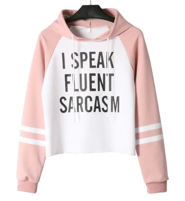 me sarcastic never crop hoodie