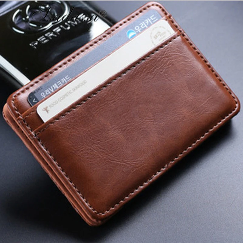 

coin leather magic wallet for men short coins pocket clutch purses men's business card holder brand credit cards wallets male