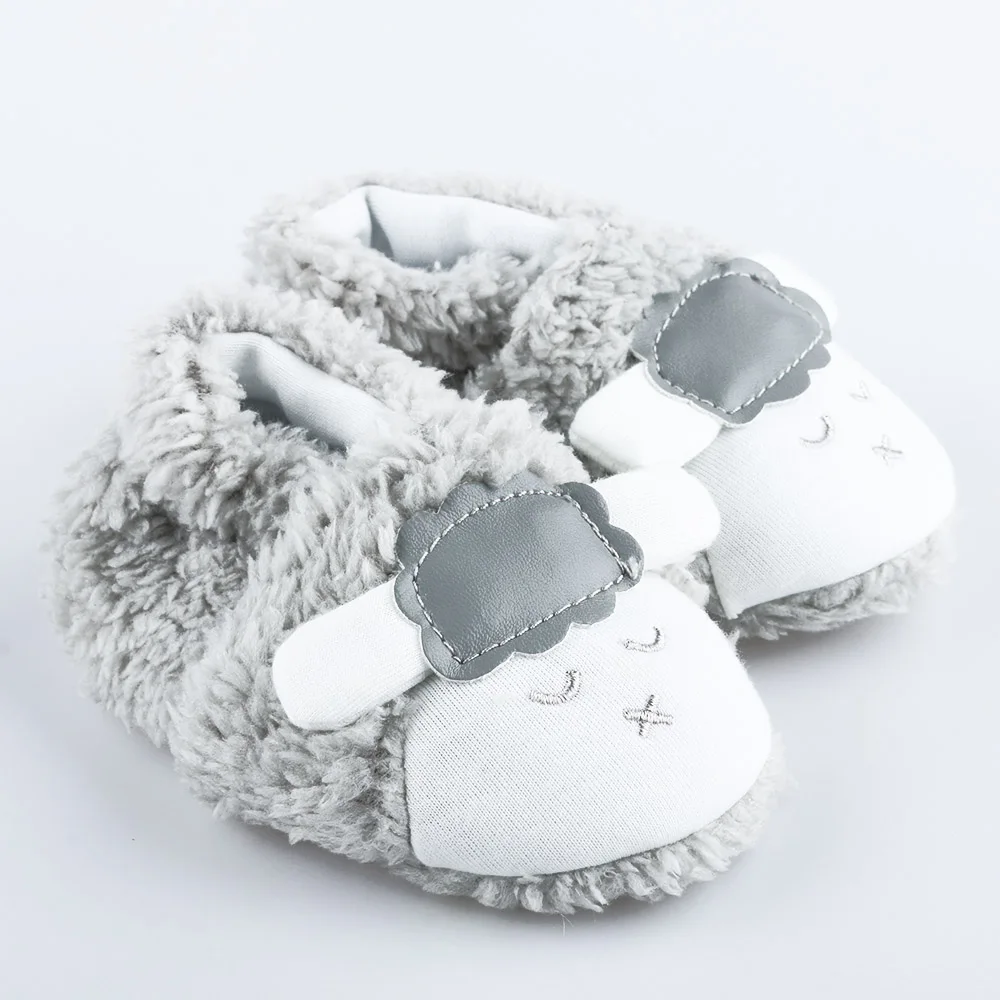 0-12M Baby Boys Girls Lovely Cartoon Sheep Floor Shoes Winter Warm Plush Booties Infant Soft Slipper Crib Shoes First Walkers