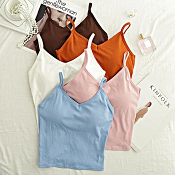 

2019 Women Sexy Casual Tank Vest Summer Bodycon Slim Tank Crop Tops Padded Camis