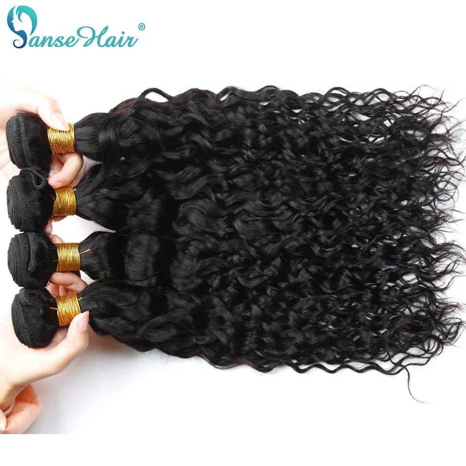 

Panse Hair Brazilian Human Hair Weaving Water Wave Extension Customized 8-30 Inches 4 Bundles Per Lot Natural Black Non Remy