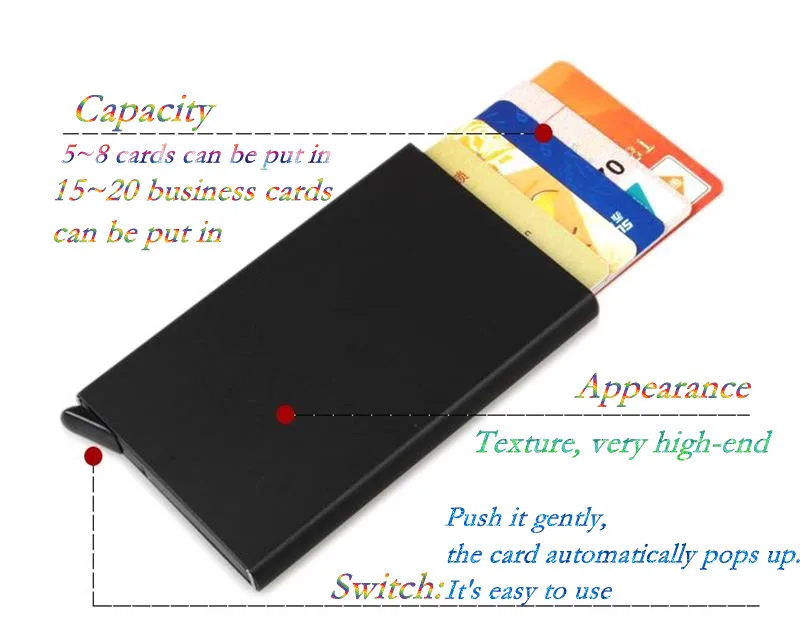 Новинка, металлический кошелек для визиток, визиток, путешествий, автоматический, всплывающий, ID, кредитный держатель для карт чехол для карточек унисекс, металлический зажим из нержавеющей стали