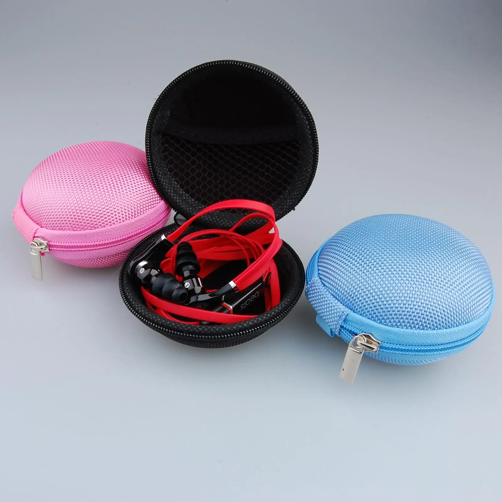3pcs/set Mini Earphone Headset Line Case Zipper Storage Earphone Bag