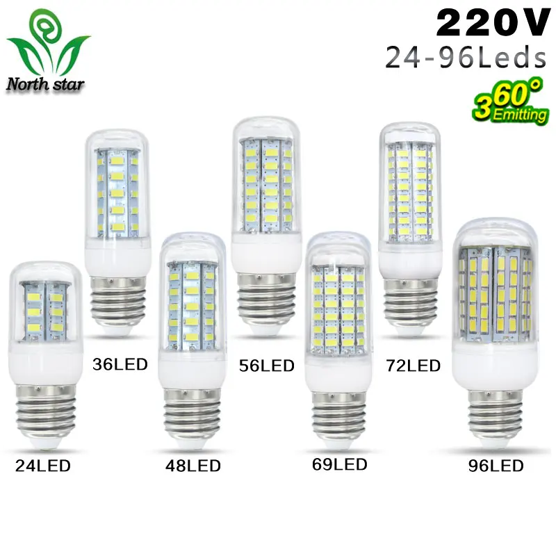 SMD5730 светодиодные лампы E27 E14 220 В кукурузы 24 36 48 56 69 72 96 светодиодов люстра свет