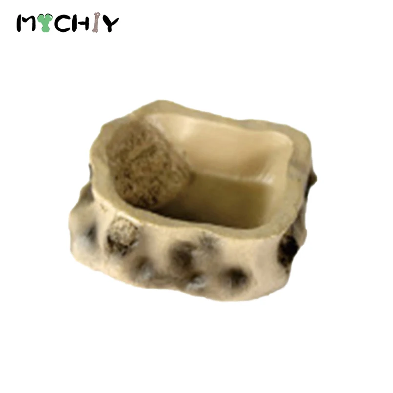 Small Animal Feeding Watering Bowl Supplies Lizard Frog Spider Turtle Imitation Bark Food Water Tray Resin Habitat Decor | Дом и сад