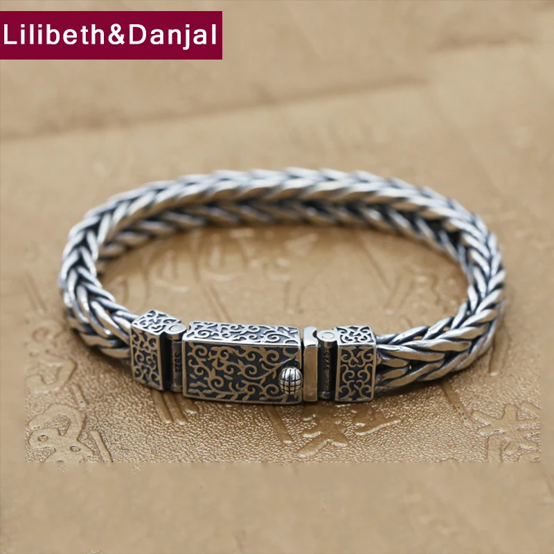

2018 Best Friend Bracelet 100% Real 925 Sterling Silver Jewelry For Men Women Vintage Lucky Weave Rope Chain Bracelet Bangle B46