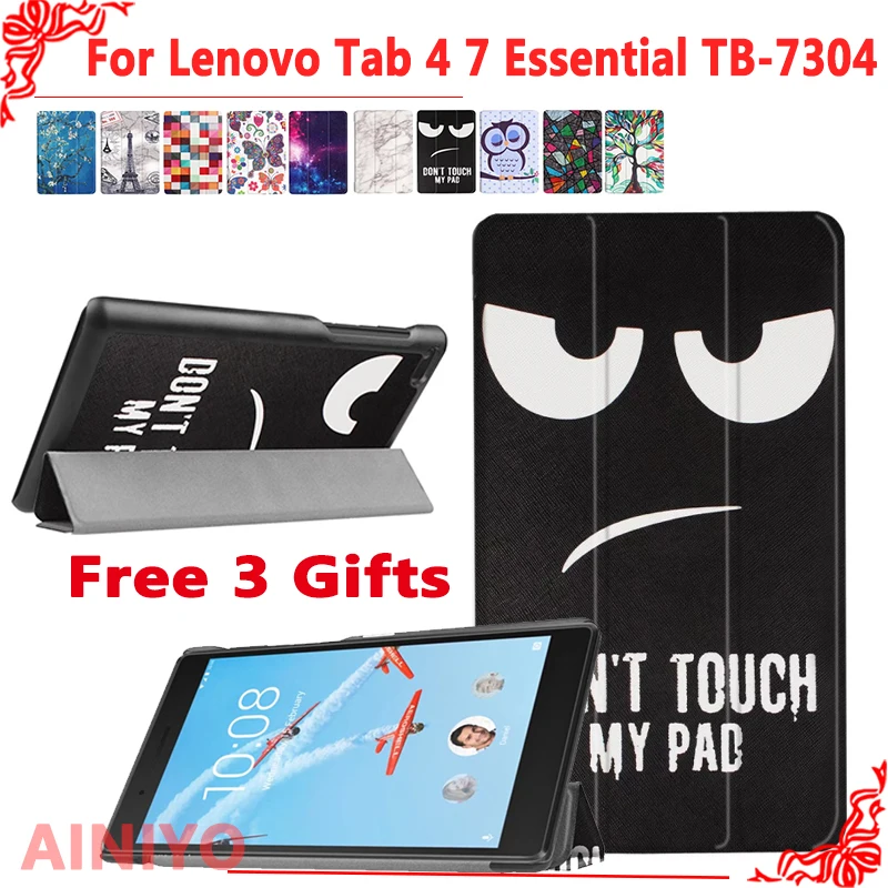 

PU Case for Lenovo Tab4 Tab 4 7 Essential TB-7304 TB-7304F TB-7304I TB-7304X 7" Smart protective case Cover (2017 release)+gift