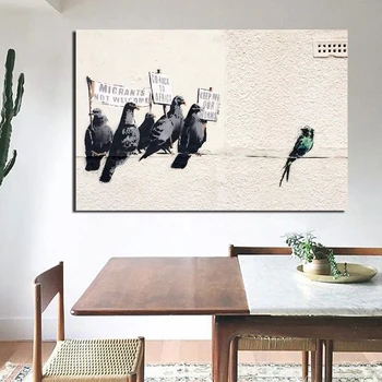 

Birds Graffiti Artist Canvas Painting Print Living Room Home Decoration Modern Wall Art Oil Painting Posters Pictures Artwork
