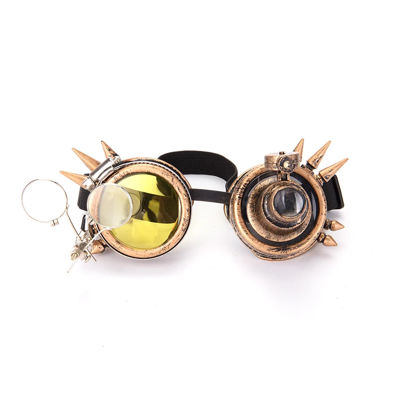 LELINTA Косплей винтажные викторианские заклепки защитные очки в стиле стимпанк сварочные готические и стимпанк очки - Цвет линз: Yellow