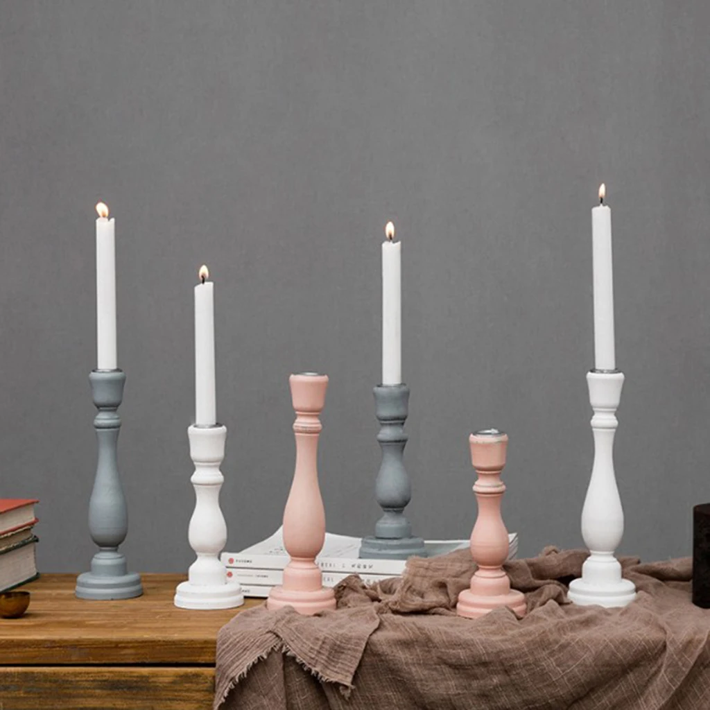 

European Candle Holders Wooden Table Candlestick Retro Candle Holder Ornament For Home Decor Dinner Decoration Candelabra