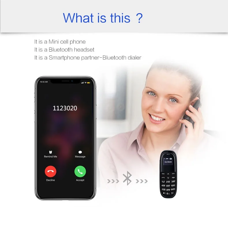 Mini Emergency unlock CellPhone kids mobile Wireless earphone Bluetooth Headphone Dialler support SIM Card hands free Call