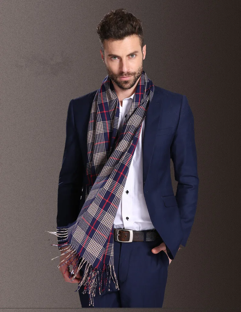 2021 New Europe Fashion Shawl Scarves Men Winter Warm Tartan Designer Scarf Business Sjaal Plaid Cotton Wraps Bufanda Foulard