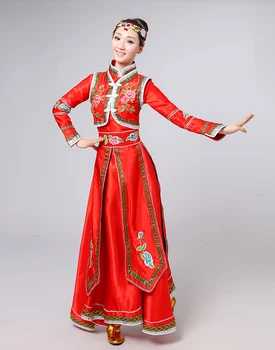 

Brand New Ladies Mongolian Top Bowl Dance Performance Costume Female Red Dress Stage Performance Clothing Blue Mongolian Dress