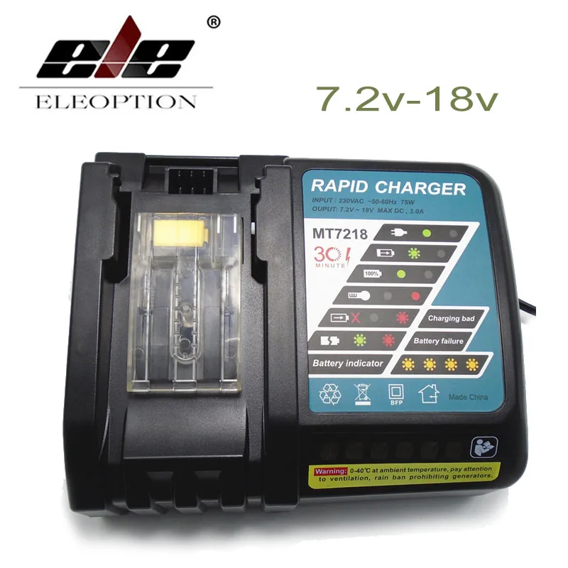 

ElEOPTION Power Tool Li-Ion Battery Charger Replacement for Makita 7.2V to 18V BL1830 BL1815 BL1430 DC14SA DC18SC DC18RC DC18RA