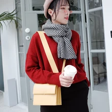 MICOCAH yellow shoulder bag women wide strap 2 straps crossbody bag woman PU leather bags brand MMSD177