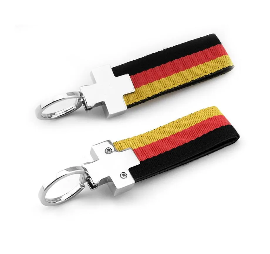 2 Pieces Germany Flag Car Key Chain Car styling PU Leather Three Color