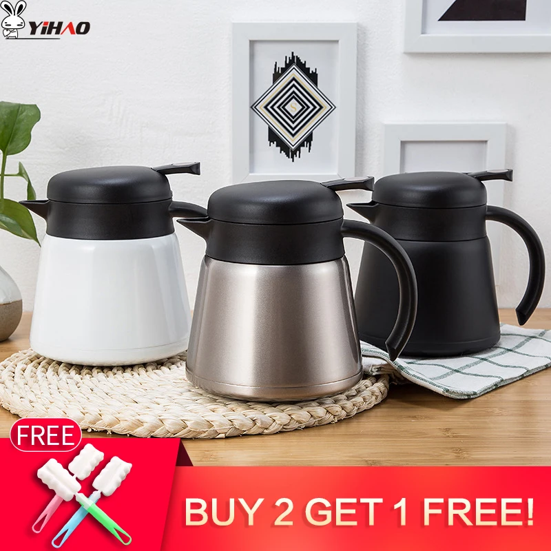 YIHAO 680ML Large Capacity Double Wall Stainless Steel European Style Thermal Insulation Pot