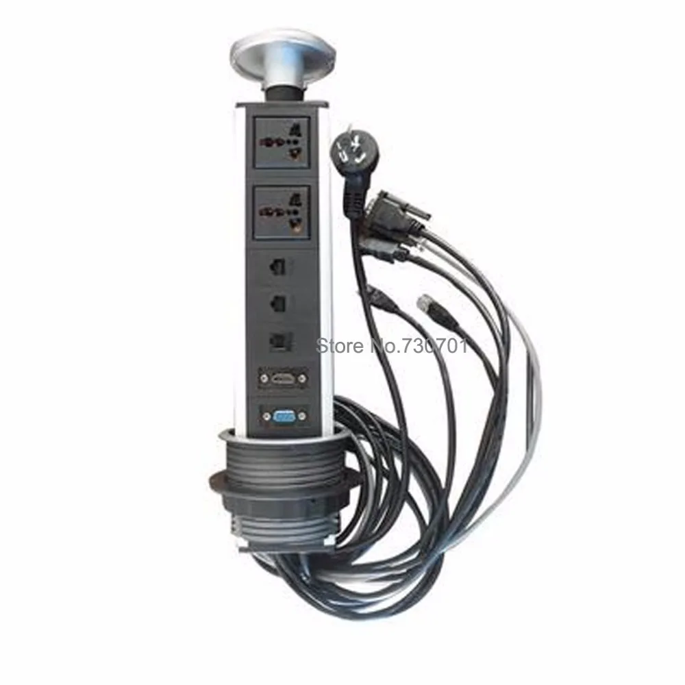 Meeting table 2 universal power 2 cat5 1 tel 1 HDMI 1 VGA furniture pop up hidden socket with cable cord Meeting table 2 universal power 2 cat5 1 tel 1 HDMI 1 VGA furniture pop up hidden socket with cable cord