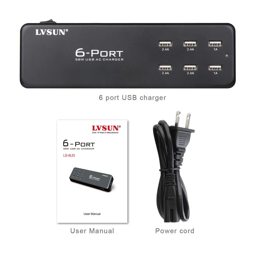 UDOLI, 5 В, 2,4 А, 6 портов, универсальное настольное USB настенное зарядное устройство для планшета, адаптер питания переменного тока, быстрая зарядка для iPhone 4, 4S, 5, 5S, 6, iPad, iPod
