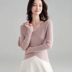 Loneyshow 2018 осень и зима женский свитер корейский женщин шерсть дна Emperament сплошной цвет Лидер продаж свитеры для
