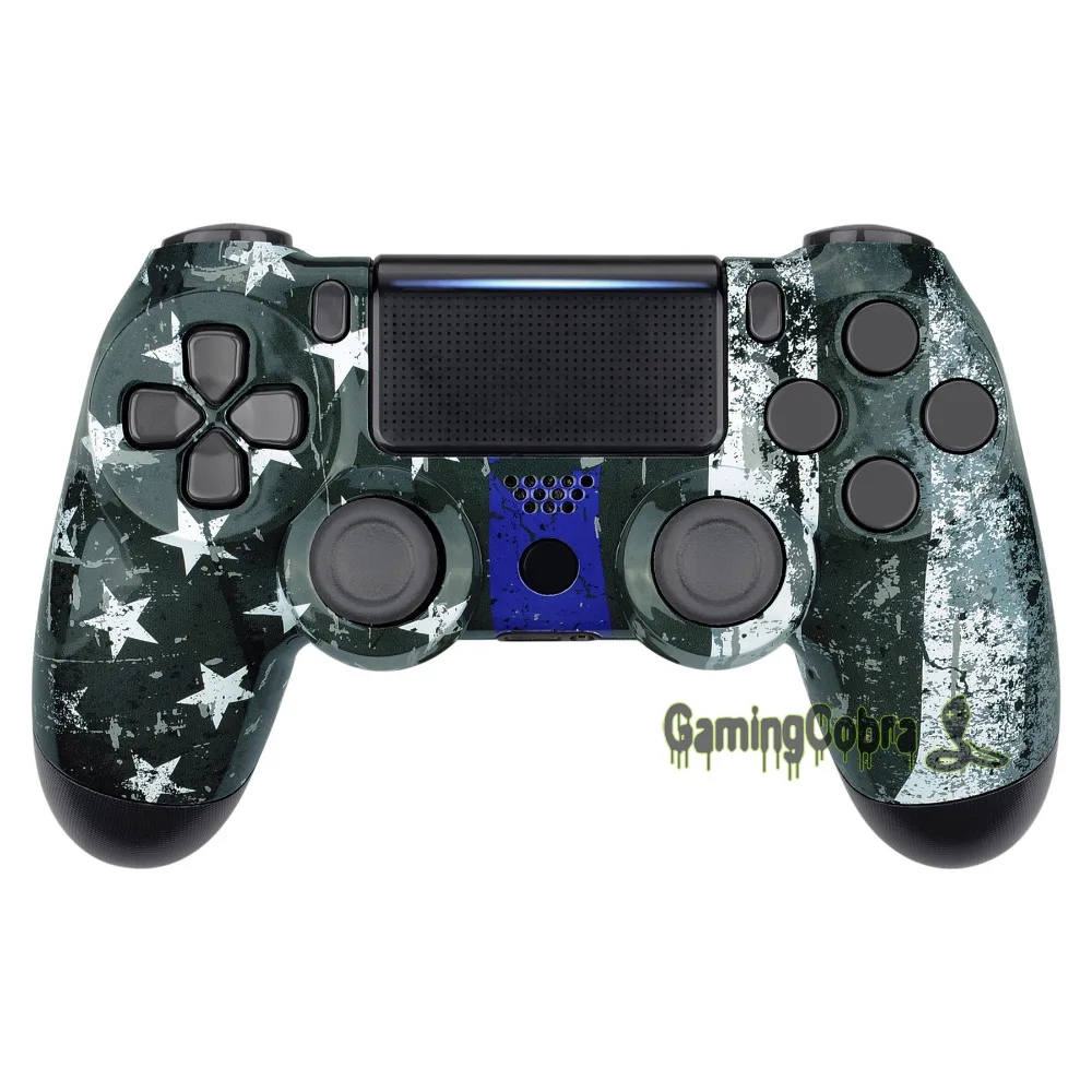 

The Thin Blue Line Flag of USA Hydro Dipped Front Housing Shell Faceplate for PS4 Slim Pro Controller - SP4FT29