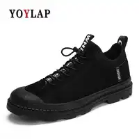 YOYLAP Men's Boots Autumn Winter cow suede Leather Men Waterproof Snow Boots Work Safety Ankle Boots black