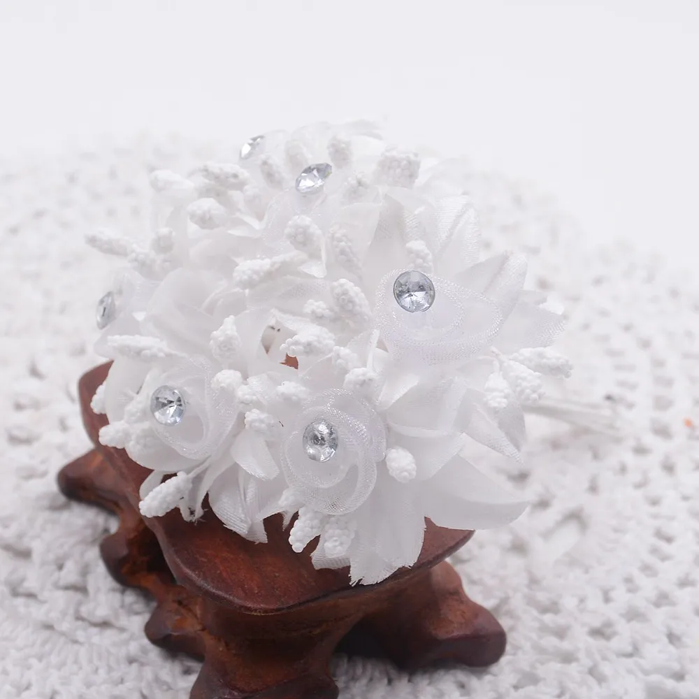 72 шт. искусственные розы марлевые алмазные свадебные туфли головной убор DIY домашнее украшение Искусственные цветы Свадебные wreath collage - Цвет: Белый