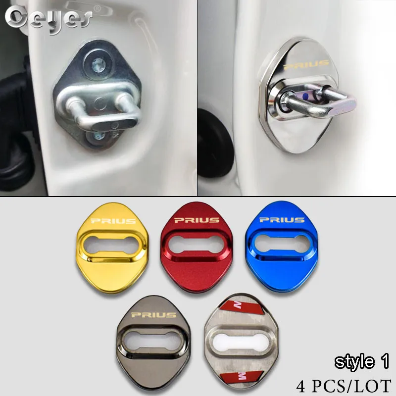 Ceyes автомобильный Стайлинг крышка замка автомобильной двери чехол для Toyota Prius Corolla Rav4 значок аксессуары из нержавеющей стали автомобиль-Стайлинг 4 шт./лот
