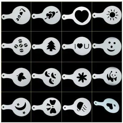 FeiC 16 видов конструкций латте искусство капучино пластиковые пластины шаблон для бариста