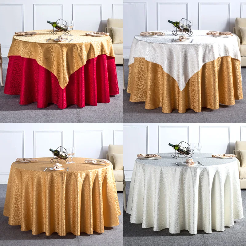 

1PC Europe Embroidered Curl Grass Round Hotel Banquet Tablecloth Household Dining Table Cloth Cover For Wedding Decoration