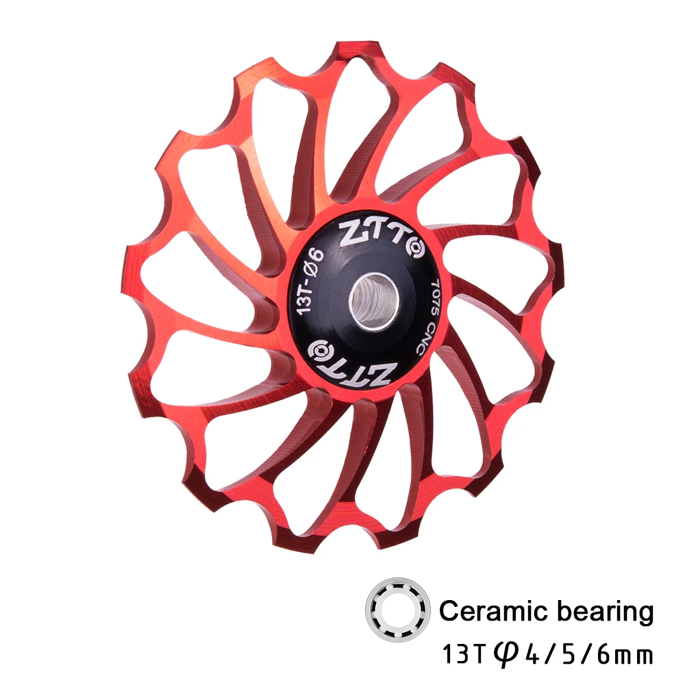 ZTTO 13T AL7075 CNC велосипедный задний переключатель Jockey колесный керамический подшипник шкив MTB дорожный велосипед направляющий ролик 4 мм 5 мм 6 мм