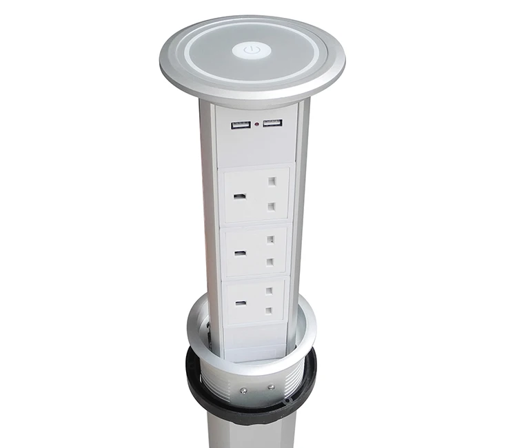 Motorized pop up socket with 3 USA socket 2 USB charger white color Home Automation Smart Digital Technology Outlet