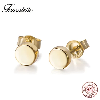 

Wholesale 925 Sterling Silver Stud Ear Tiny Dot peas bean Male&woman Earrings Temperament Disc Stud Earrings 7MM Jewelry