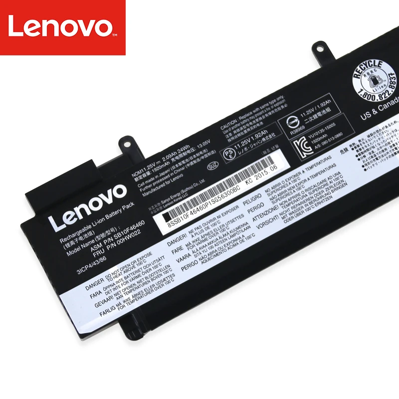 Аккумулятор для ноутбука Lenovo ThinkPad T460S оригинальный аккумулятор 11 25 в 2 09ah 24Wh 00HW022
