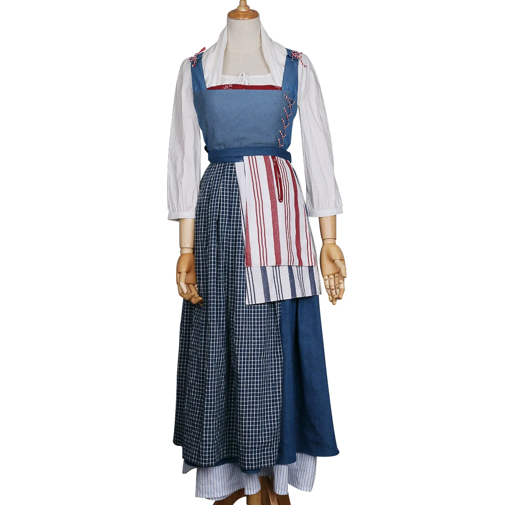 2017 Movie Beauty And The Beast Dress Maid Belle Costume Cosplay Dresses Women Adult Halloween Party (18)