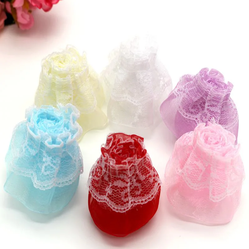 

10 Yards Two Layers DIY Ruffle Lace Trim Fabric Tulle Lace Ribbon Doll Dress Skirt Wedding Bouquet Pleated DIY Decoration