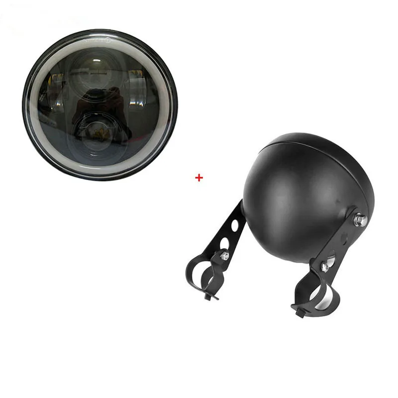 5,7" 40 Вт Светодиодный фонарь 5 3/4 дюймов фары для мотоцикла Harley Honda Shadow Kawasaki Vulcan Suzuki - Цвет: Black set