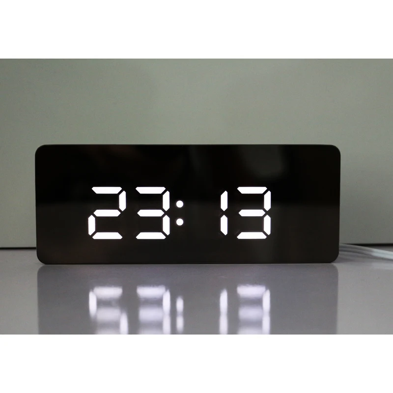LED Digital Clock with Temperature or date display Clear Mirror Face
