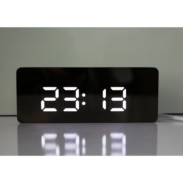 led digital clock with temperature or date display clear mirror face digital clock face
