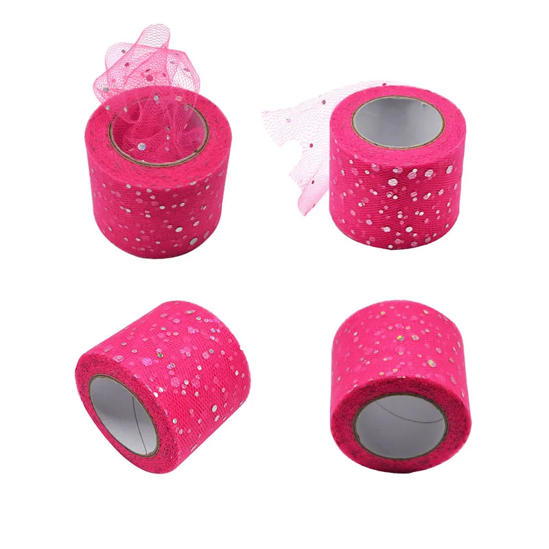 25Yards Baby Shower Glitter Sequin Tulle Roll Fabric Spool Tutu Party Birthday Gift Wedding Decoration Favors Event Supplies