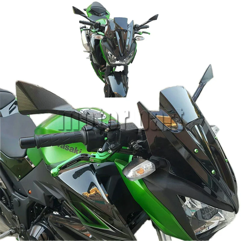 Лобовое стекло мотоцикла для Kawasaki Z300 Z250 2013- Z 300 250 двойной пузырь лобовое стекло черный 13 14 15