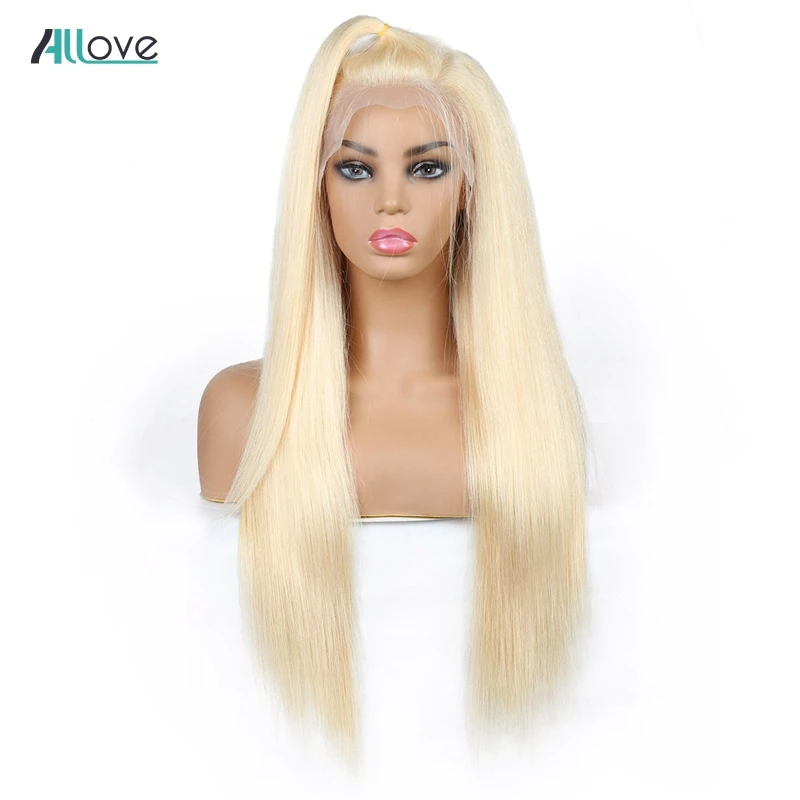 Бразильские прямые парики из натуральных волос на кружеве, предварительно выщипанные 10-28 дюймов, Allove 13X4, 613 блонд, парик на кружеве для женщин, волосы remy