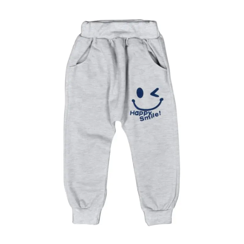 Осень мода Sweatpant улыбаясь печатные Обувь для мальчиков Брюки для девочек повседневные штаны Одежда для маленьких мальчиков - Цвет: H